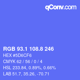 カラーコード: RGB 93.1 108.8 246 | qconv.com
