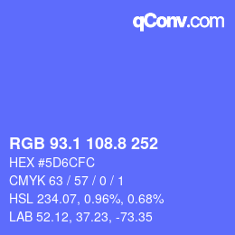 カラーコード: RGB 93.1 108.8 252 | qconv.com