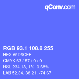 カラーコード: RGB 93.1 108.8 255 | qconv.com