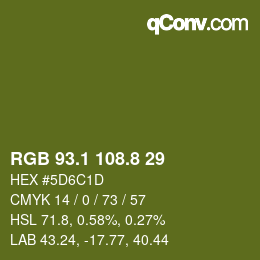 カラーコード: RGB 93.1 108.8 29 | qconv.com