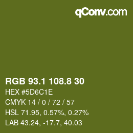 カラーコード: RGB 93.1 108.8 30 | qconv.com