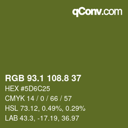 Color code: RGB 93.1 108.8 37 | qconv.com
