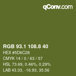カラーコード: RGB 93.1 108.8 40 | qconv.com