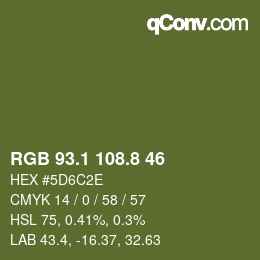 カラーコード: RGB 93.1 108.8 46 | qconv.com