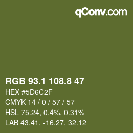 Color code: RGB 93.1 108.8 47 | qconv.com