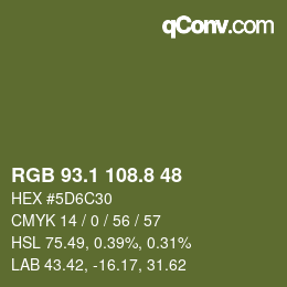 カラーコード: RGB 93.1 108.8 48 | qconv.com