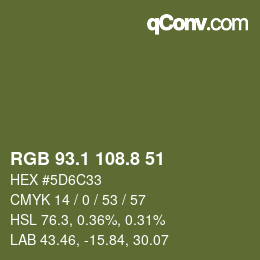 Color code: RGB 93.1 108.8 51 | qconv.com