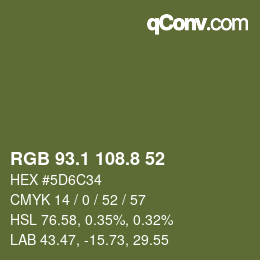 Color code: RGB 93.1 108.8 52 | qconv.com