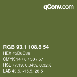 カラーコード: RGB 93.1 108.8 54 | qconv.com