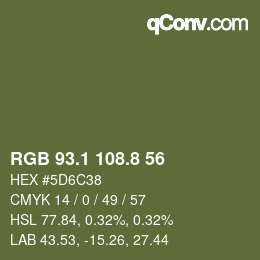 Color code: RGB 93.1 108.8 56 | qconv.com