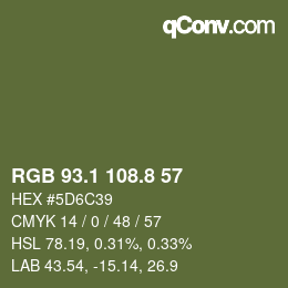 Color code: RGB 93.1 108.8 57 | qconv.com