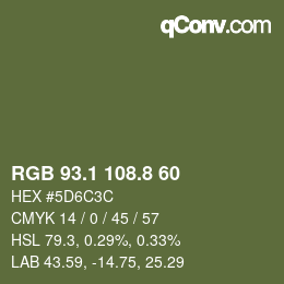 カラーコード: RGB 93.1 108.8 60 | qconv.com