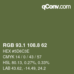 Color code: RGB 93.1 108.8 62 | qconv.com