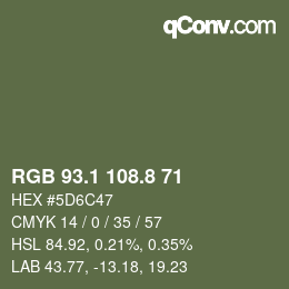 Color code: RGB 93.1 108.8 71 | qconv.com
