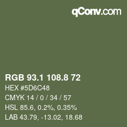 Color code: RGB 93.1 108.8 72 | qconv.com