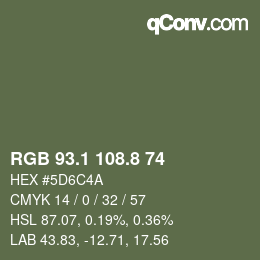 Color code: RGB 93.1 108.8 74 | qconv.com