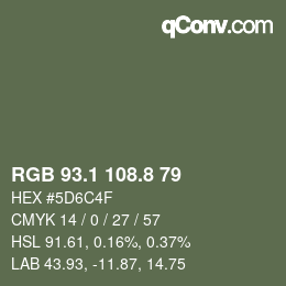 Color code: RGB 93.1 108.8 79 | qconv.com