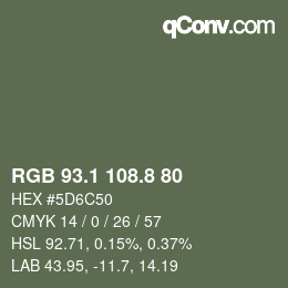 Color code: RGB 93.1 108.8 80 | qconv.com