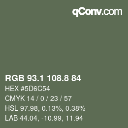 カラーコード: RGB 93.1 108.8 84 | qconv.com