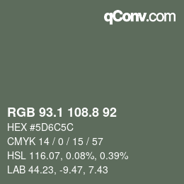 Color code: RGB 93.1 108.8 92 | qconv.com