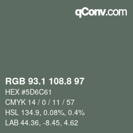 Color code: RGB 93.1 108.8 97 | qconv.com