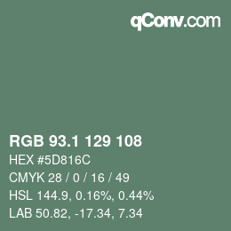 カラーコード: RGB 93.1 129 108 | qconv.com