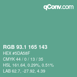 カラーコード: RGB 93.1 165 143 | qconv.com