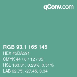 Color code: RGB 93.1 165 145 | qconv.com