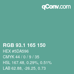 Color code: RGB 93.1 165 150 | qconv.com