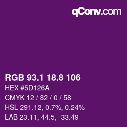 カラーコード: RGB 93.1 18.8 106 | qconv.com