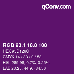カラーコード: RGB 93.1 18.8 108 | qconv.com