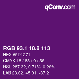 カラーコード: RGB 93.1 18.8 113 | qconv.com