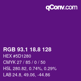 カラーコード: RGB 93.1 18.8 128 | qconv.com