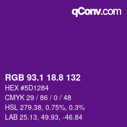 カラーコード: RGB 93.1 18.8 132 | qconv.com