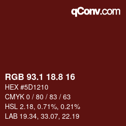 カラーコード: RGB 93.1 18.8 16 | qconv.com