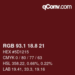 カラーコード: RGB 93.1 18.8 21 | qconv.com
