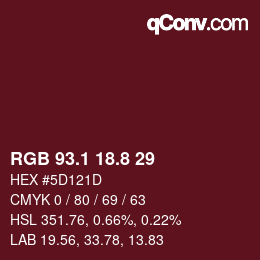 Color code: RGB 93.1 18.8 29 | qconv.com