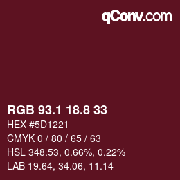 カラーコード: RGB 93.1 18.8 33 | qconv.com