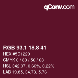 カラーコード: RGB 93.1 18.8 41 | qconv.com