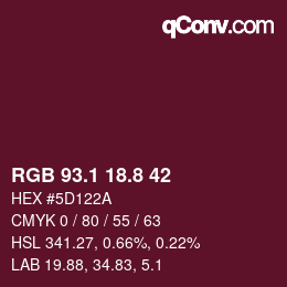 カラーコード: RGB 93.1 18.8 42 | qconv.com