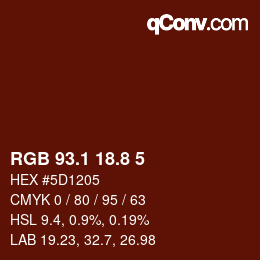 Color code: RGB 93.1 18.8 5 | qconv.com