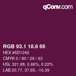 カラーコード: RGB 93.1 18.8 66 | qconv.com