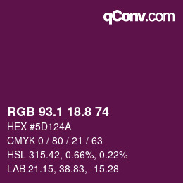 カラーコード: RGB 93.1 18.8 74 | qconv.com