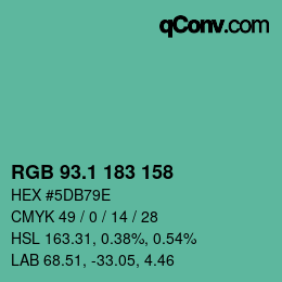 カラーコード: RGB 93.1 183 158 | qconv.com