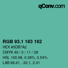 カラーコード: RGB 93.1 183 162 | qconv.com