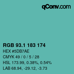 Color code: RGB 93.1 183 174 | qconv.com