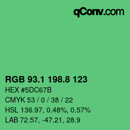 カラーコード: RGB 93.1 198.8 123 | qconv.com