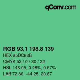 カラーコード: RGB 93.1 198.8 139 | qconv.com