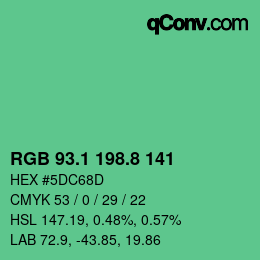 カラーコード: RGB 93.1 198.8 141 | qconv.com