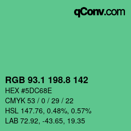 カラーコード: RGB 93.1 198.8 142 | qconv.com